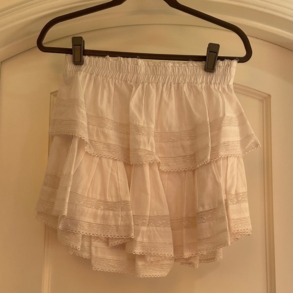 LoveShackFancy Cream Layered Mini Skirt
